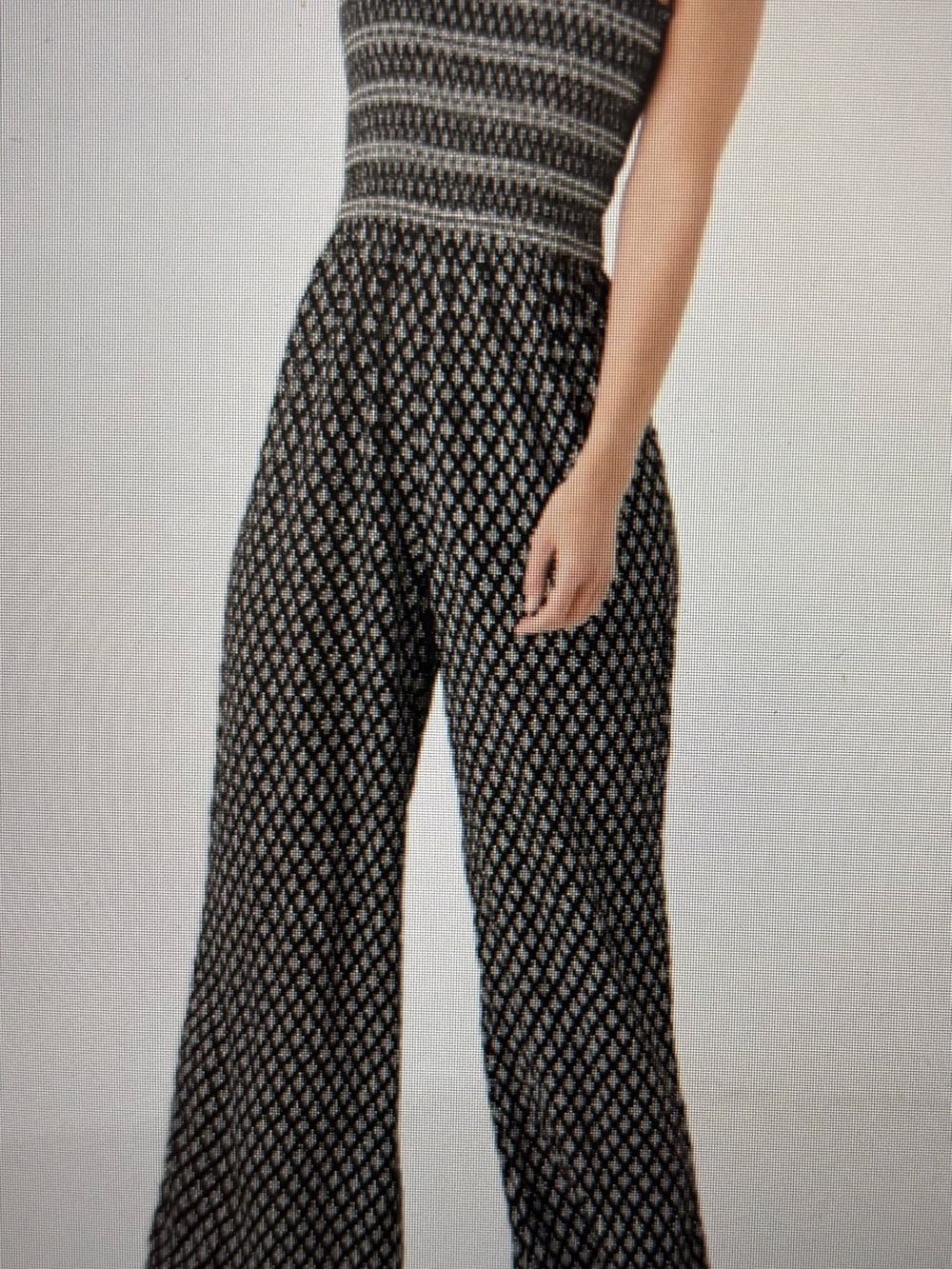Fat Face Black and Cream Wide-Leg Printed Jumpsuit